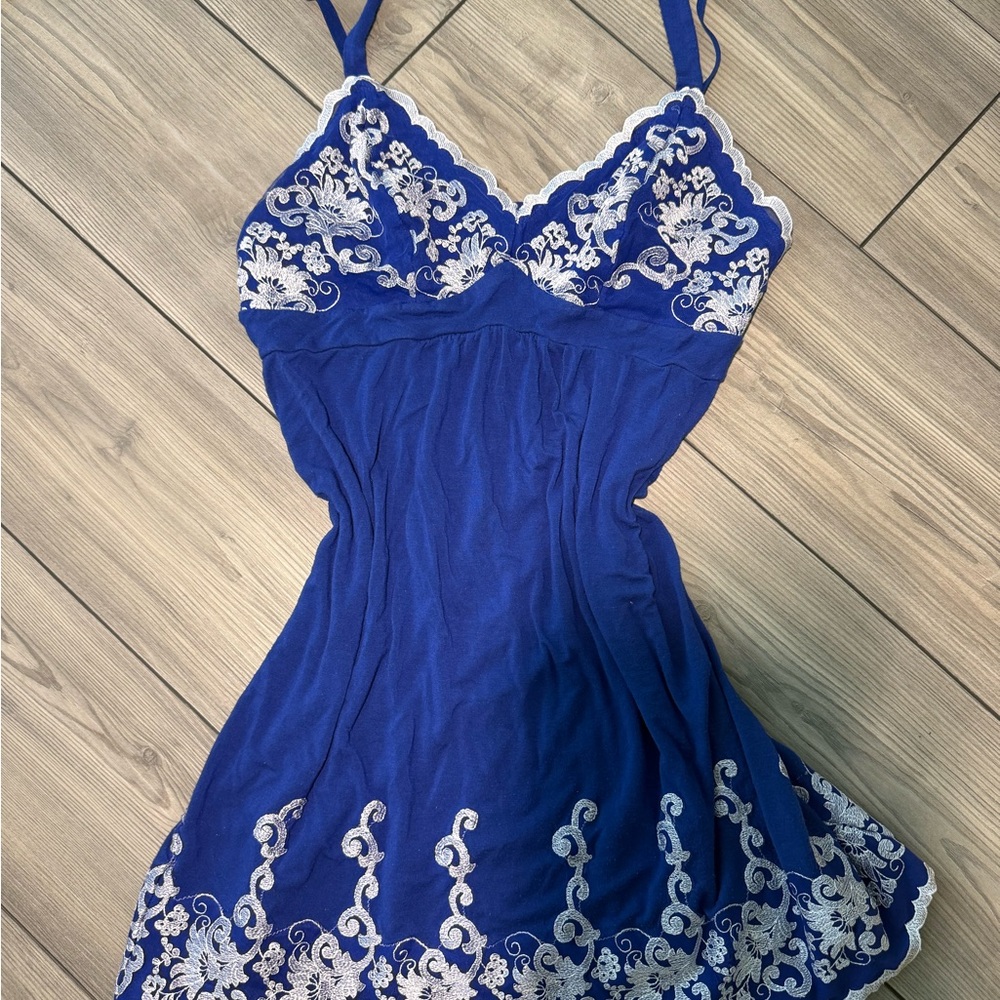 Soma Royal Blue Nightgown with White Lace